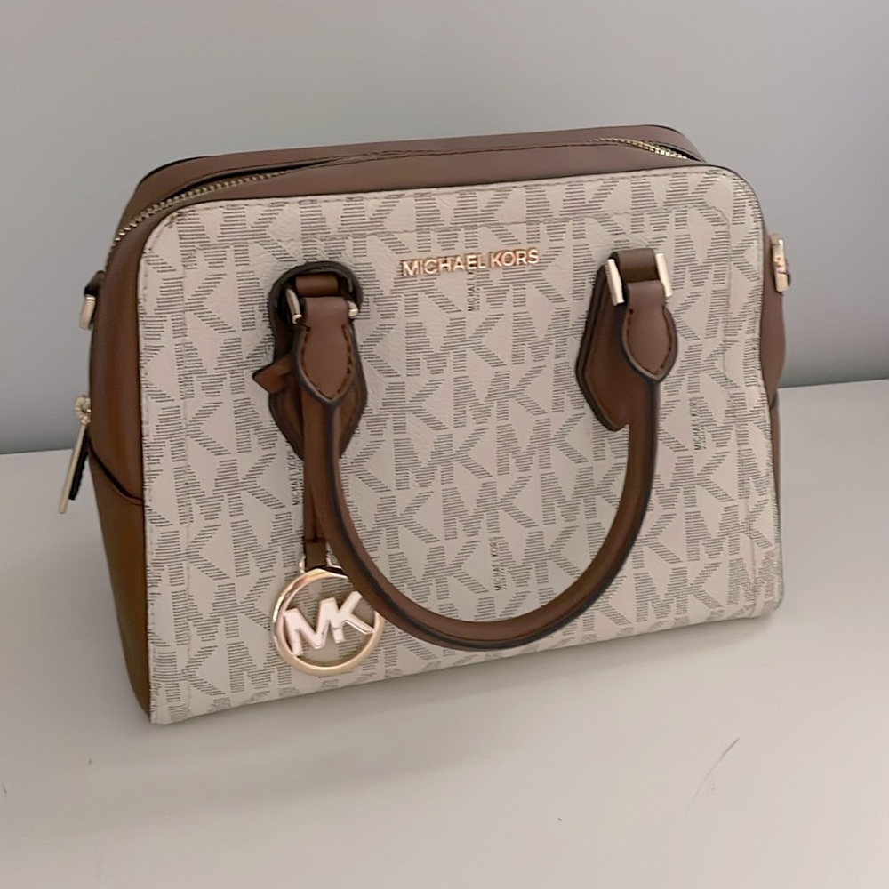 Michael Kors Brown and cream monogram bag